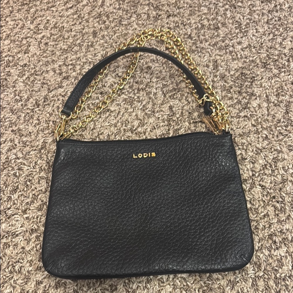 Lodis black and gold purse